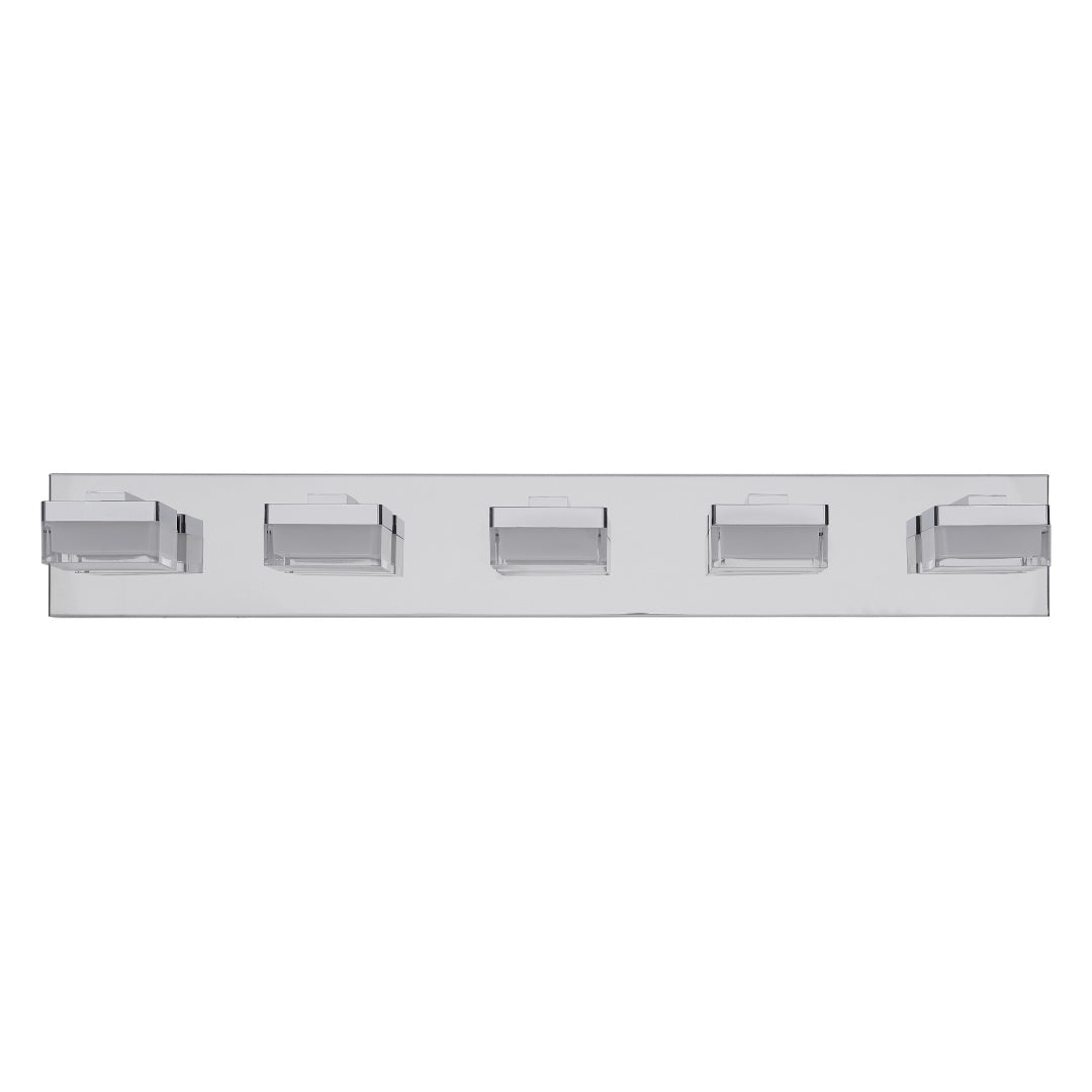 Modern Chrome LED Vanity Light - 5-Light Wall Sconce for Bathroom
