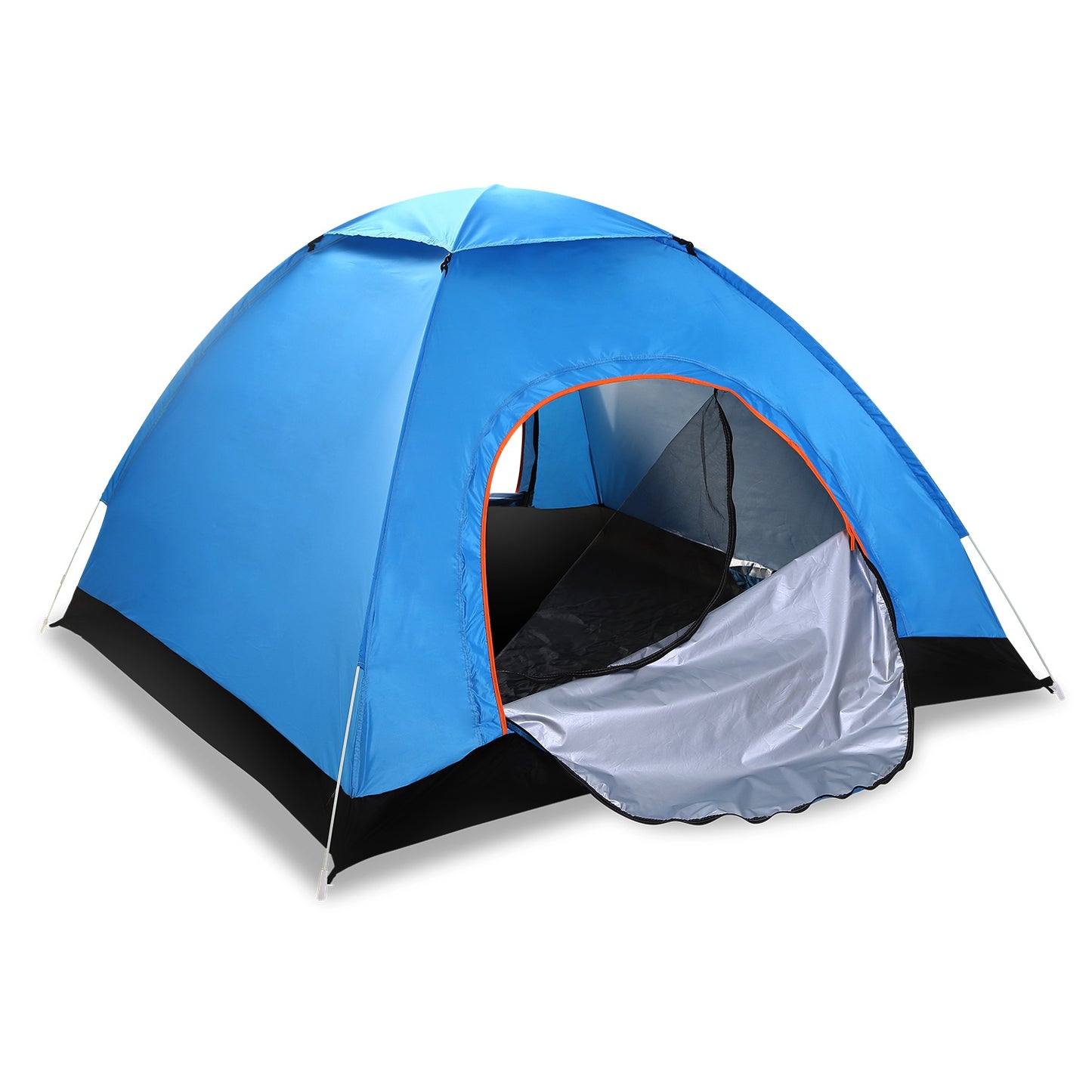 4-Person Waterproof Camping Tent with Mosquito Net - Blue