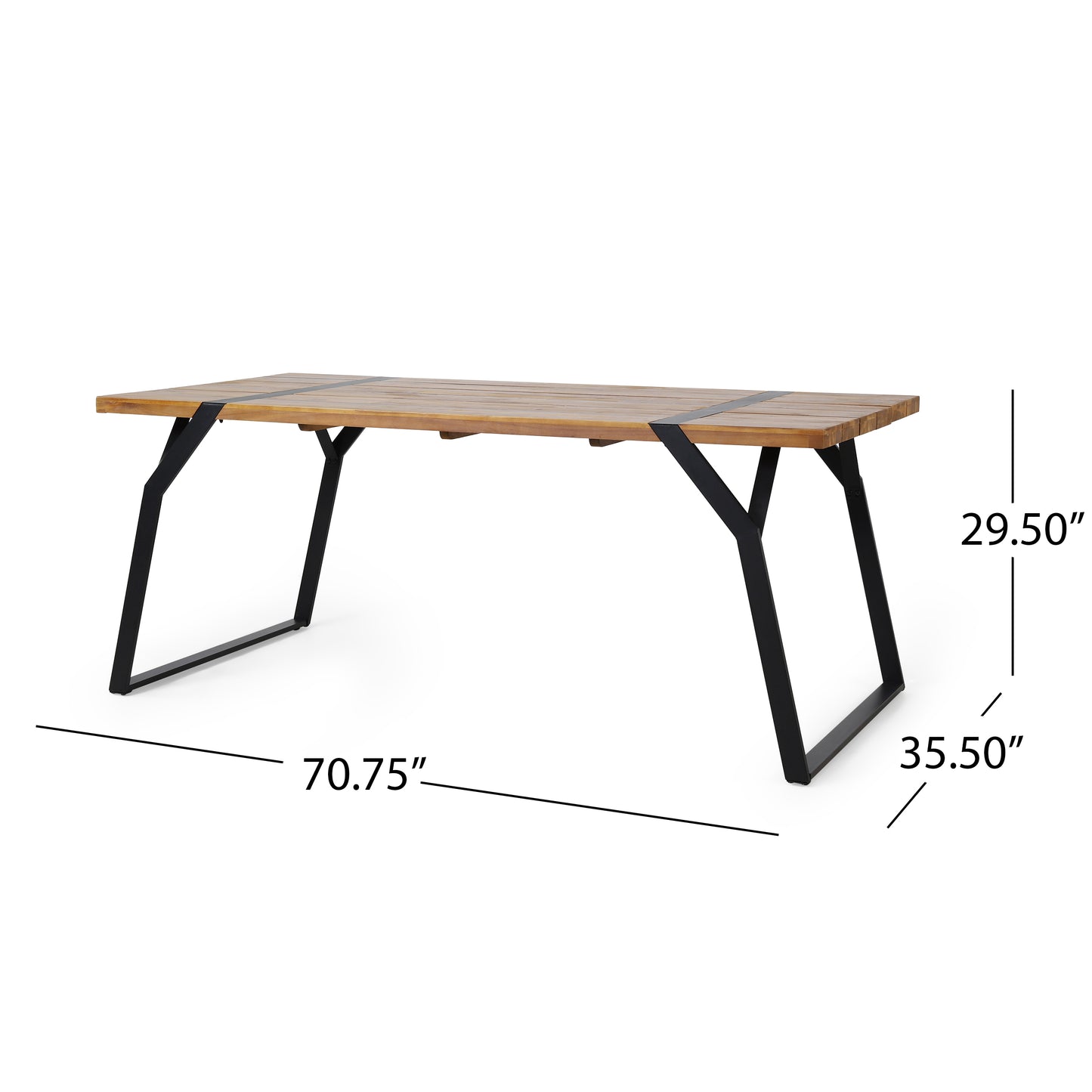 Modern Industrial Dining Table - Black Acacia Wood Design