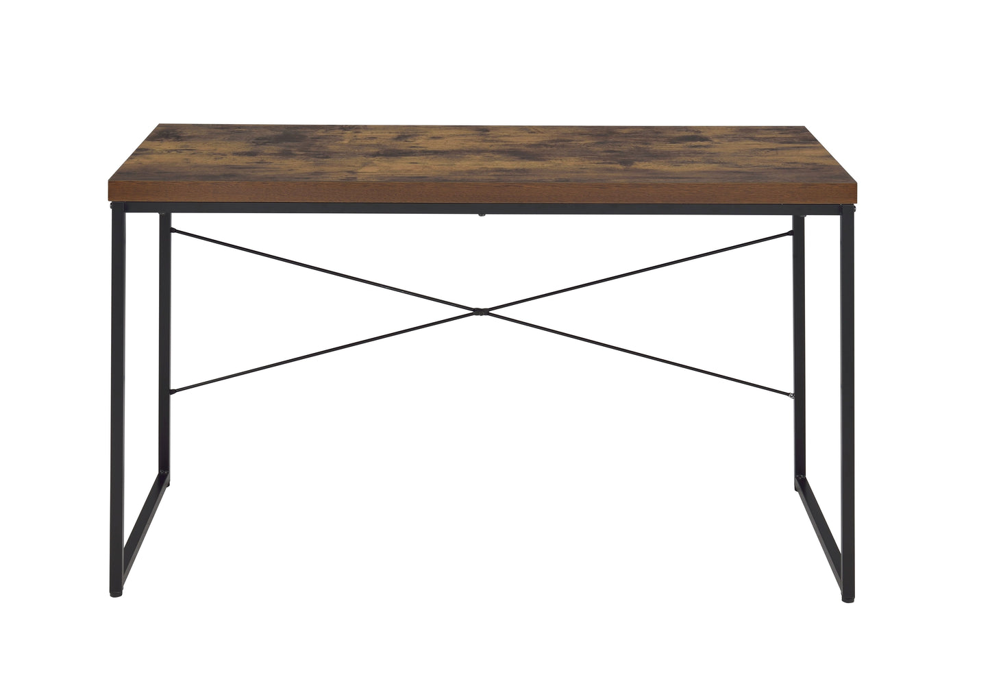 Weathered Oak & Black Metal Writing Desk - Small Dining Table