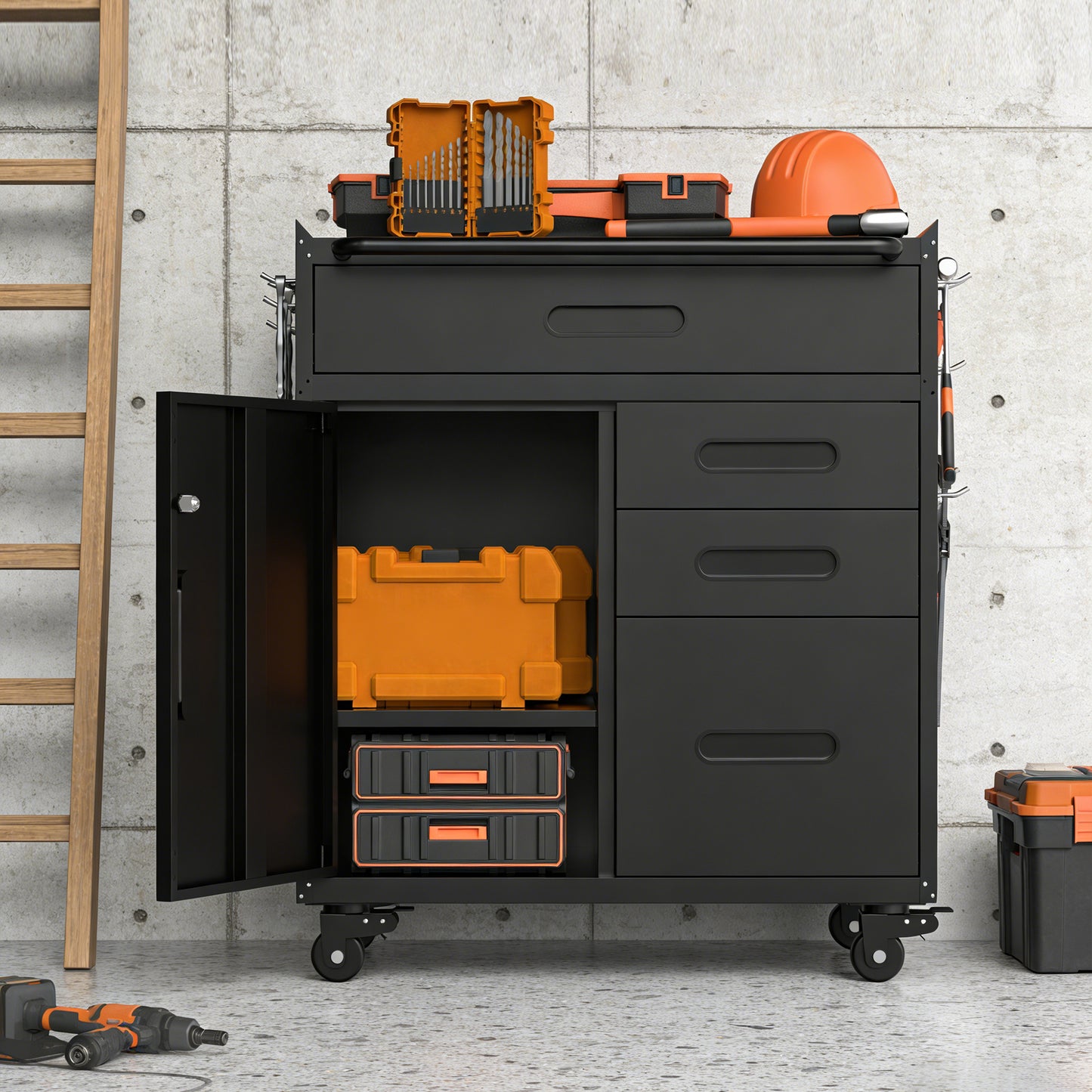 34.3 Mobile Tool Storage Cabinet - Garage Organizer With Lockable