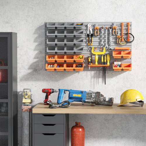 Wall Mounted Pegboard Tool Organizer Rack Kit - 44 Pieces for Garage & Workshop