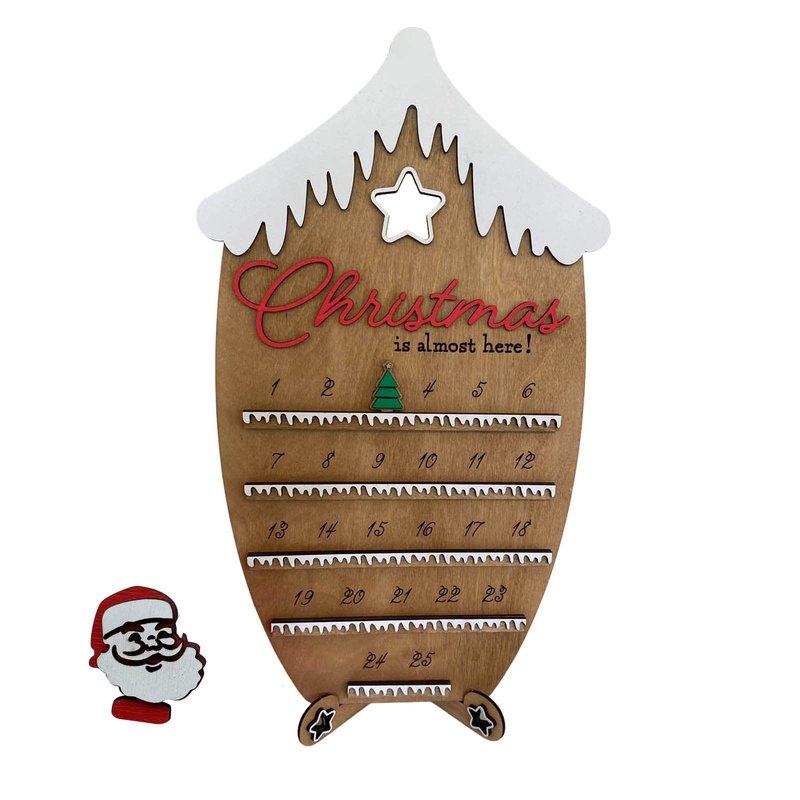 Christmas Countdown Wooden Ornament - Festive Holiday Decor
