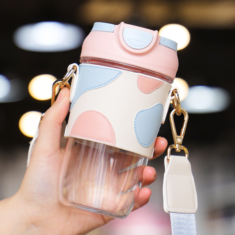 Luxury Double Drink Cup with Leather Cover 500ML - Colorful Plastic Travel Mug