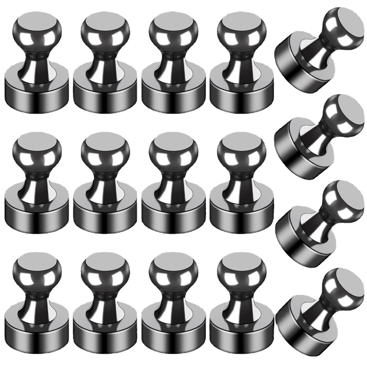 Magnetic Pushpin Magnets for Home & Office Storage - Black & Silver