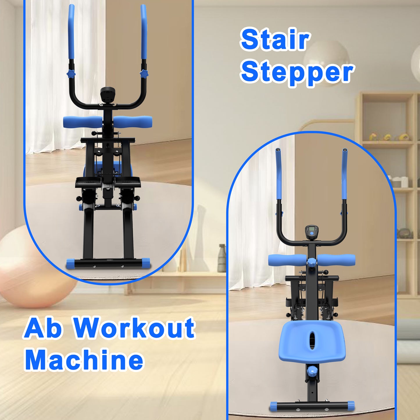 2-In-1 Stair Stepper and Ab Workout Machine - Blue