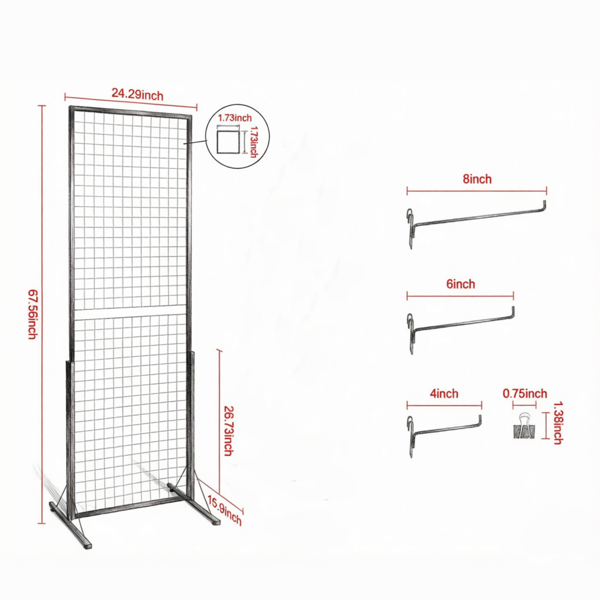 2-Pack Gridwall Display Tower - Double-Sided Floorstanding Rack