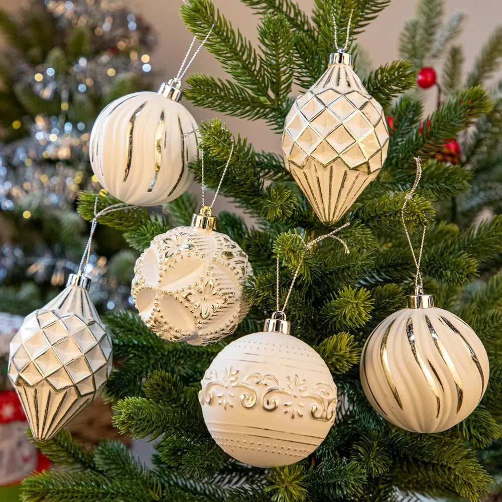 16-Piece Shatterproof Christmas Ball Ornaments Set - Hand-Painted Holiday Decor