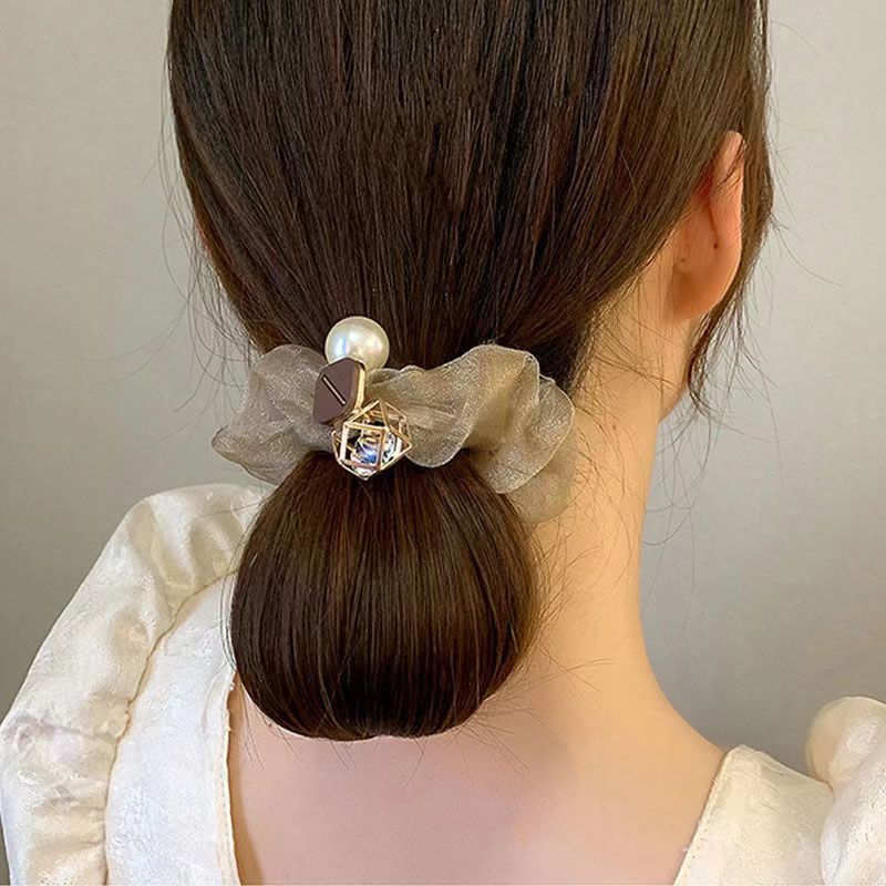 Luxury Pearl Organza Elastic Hair Rope - Stylish Hair Accessory