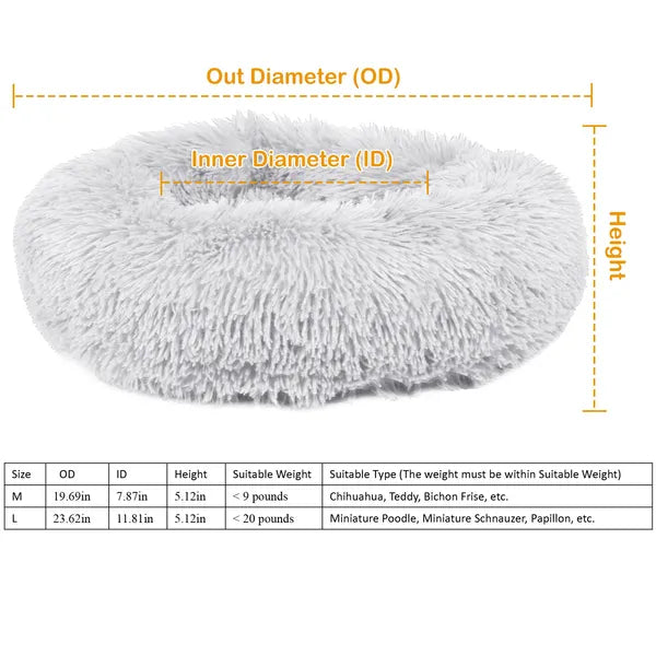 Soft Warm Plush Dog Bed with Non-Slip Bottom and Supportive Rim - Large Size
