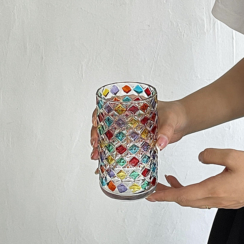 Colorful Hand Painted Water Glass - Unique Drinkware for Home & Kitchen