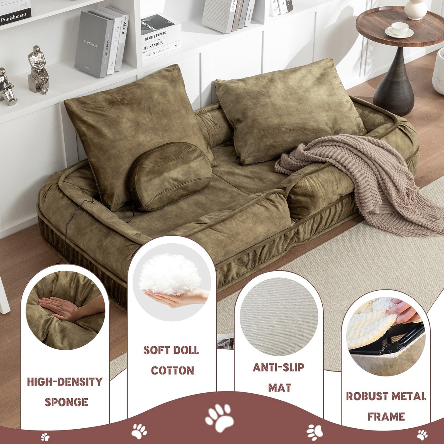 Pet Guardrails for Sofa | Adjustable Floor Bed with Comfort Pillows