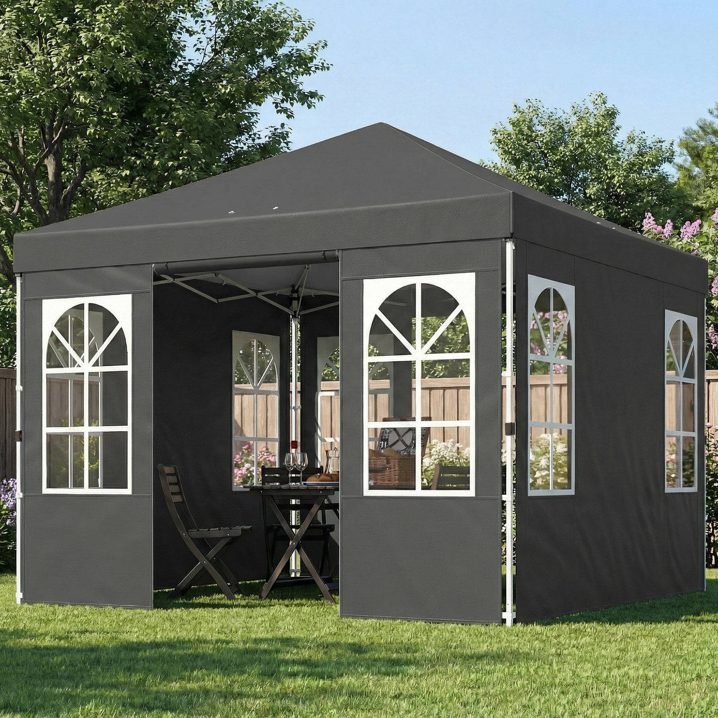 9.6x9.6 ft Pop Up Canopy Tent with UPF 50+ Protection - Dark Gray