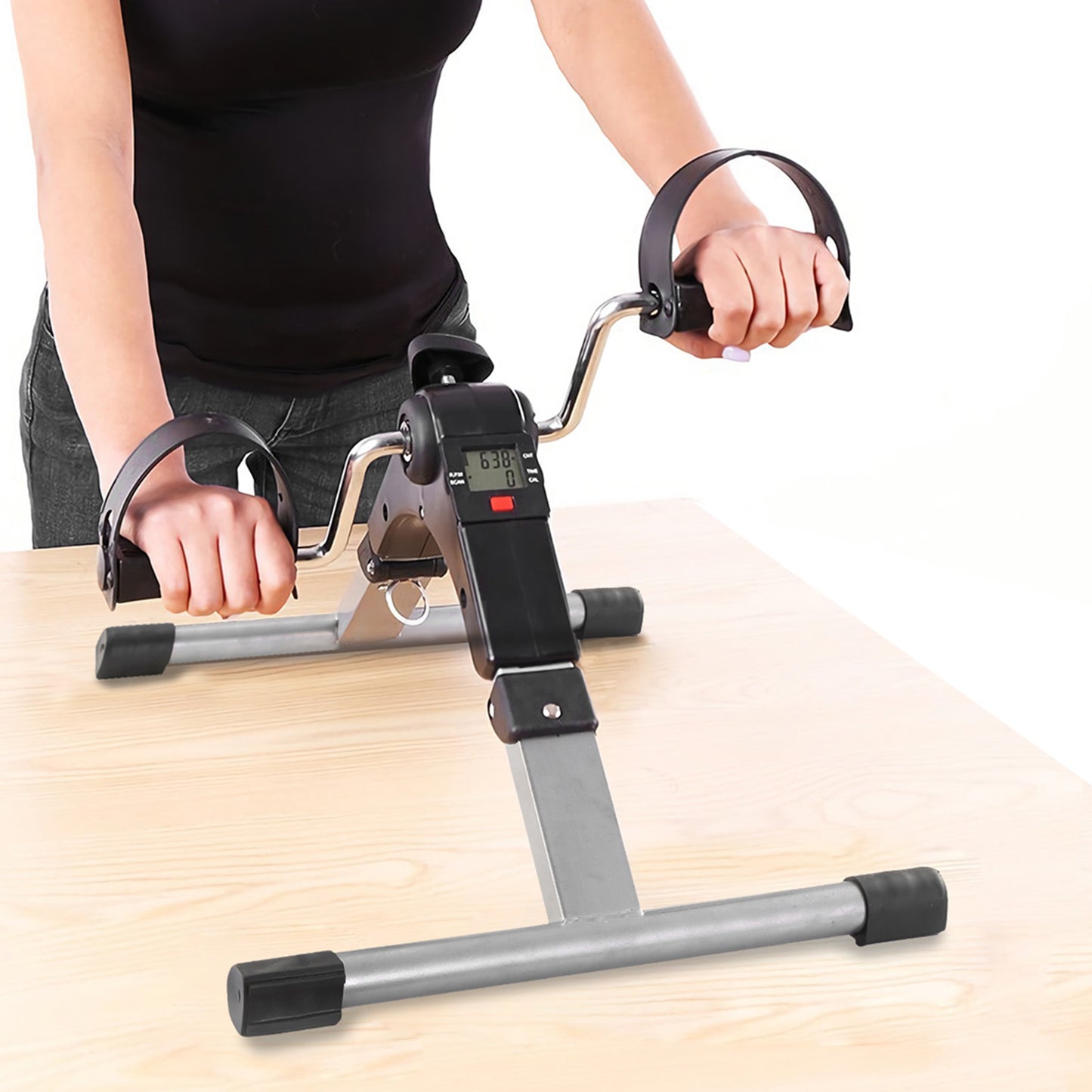 Foldable Pedal Exerciser with LCD Display for Home Office Gym