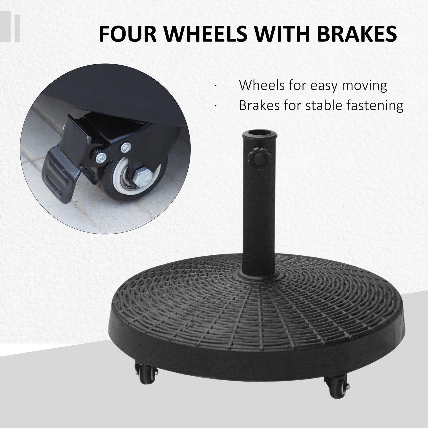 Heavy Duty Umbrella Stand - 20.5" Patio Base for 1.5" & 2" Poles - Black