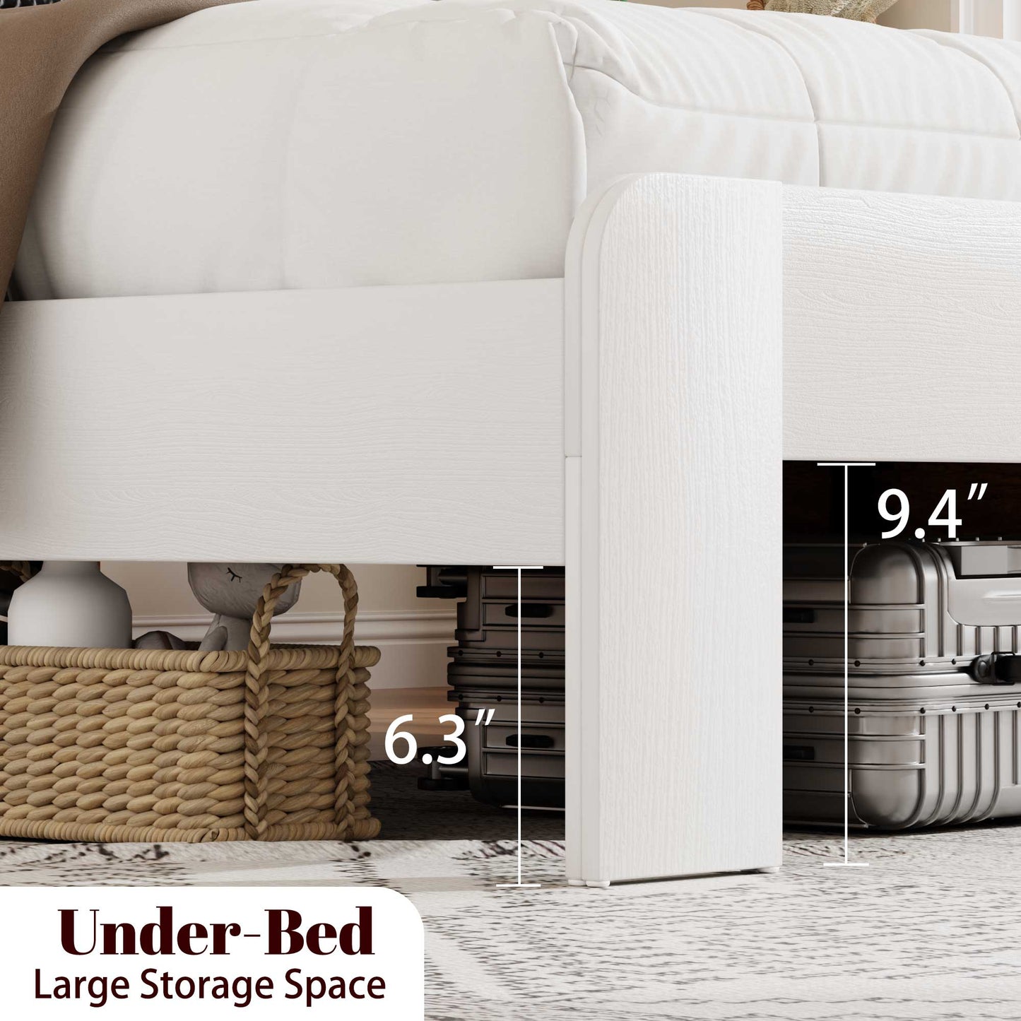 Queen Wood Platform Bed Frame with Headboard & Underbed Storage