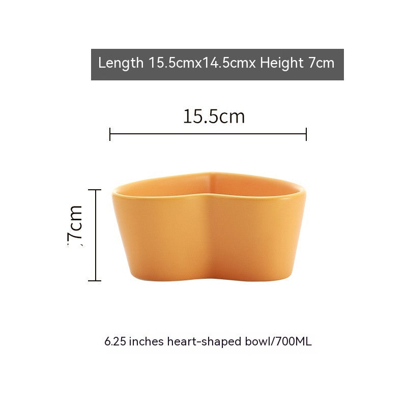 Heart-Shaped Porcelain Salad Bowl - Irregular Design, 6 Inches, Multiple Colors