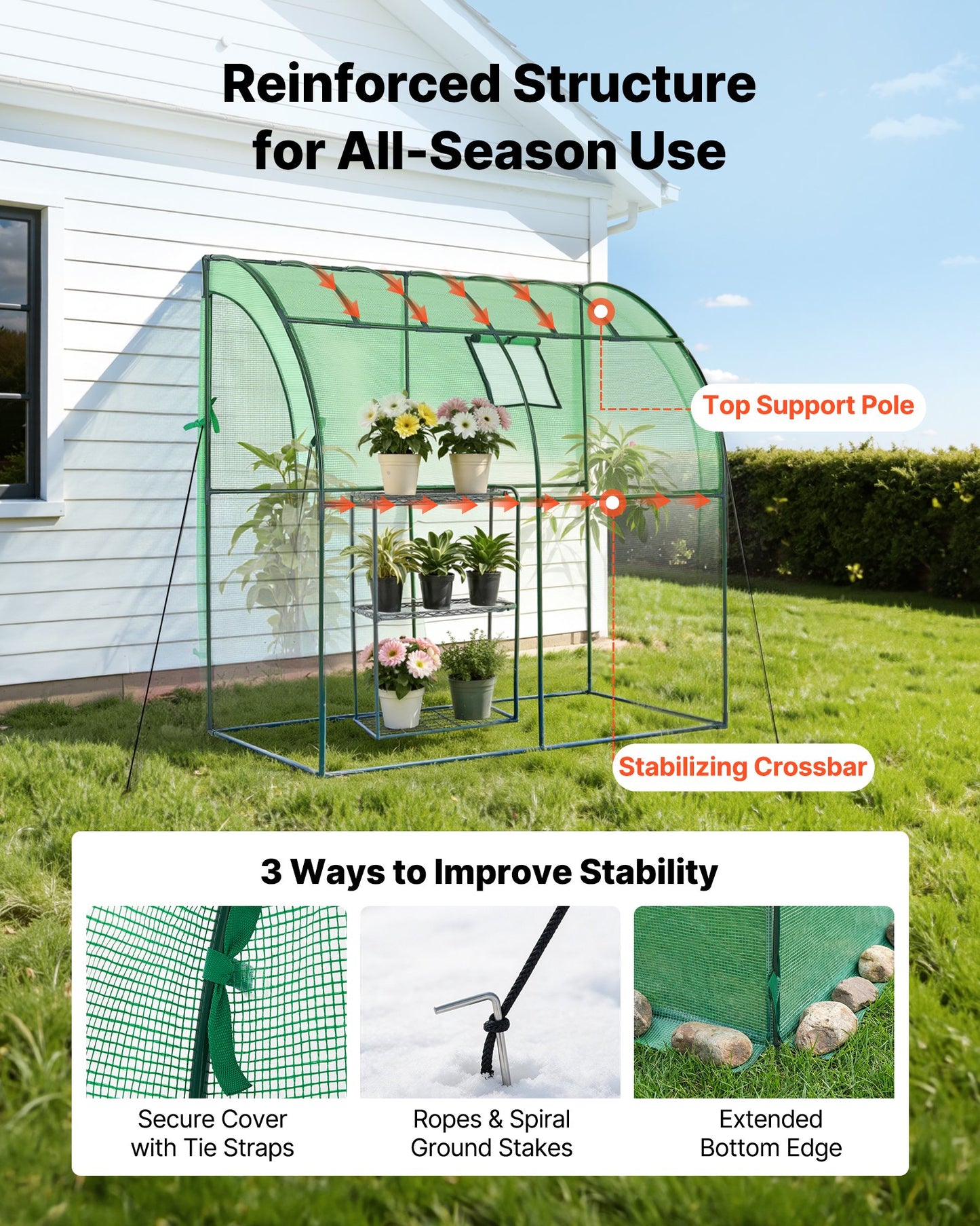 Walk-in Greenhouse with Shelves, 78x39.4x78.7 in, Steel Frame & PE Cover