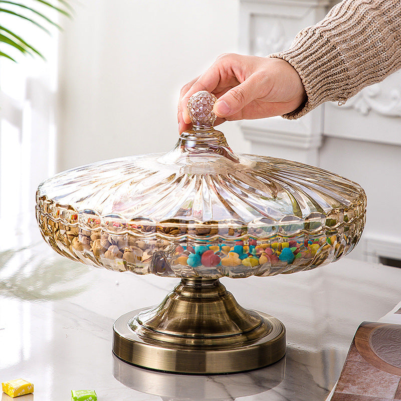 Elegant Crystal Glass Candy Dish - Vintage Tall Fruit Bowl