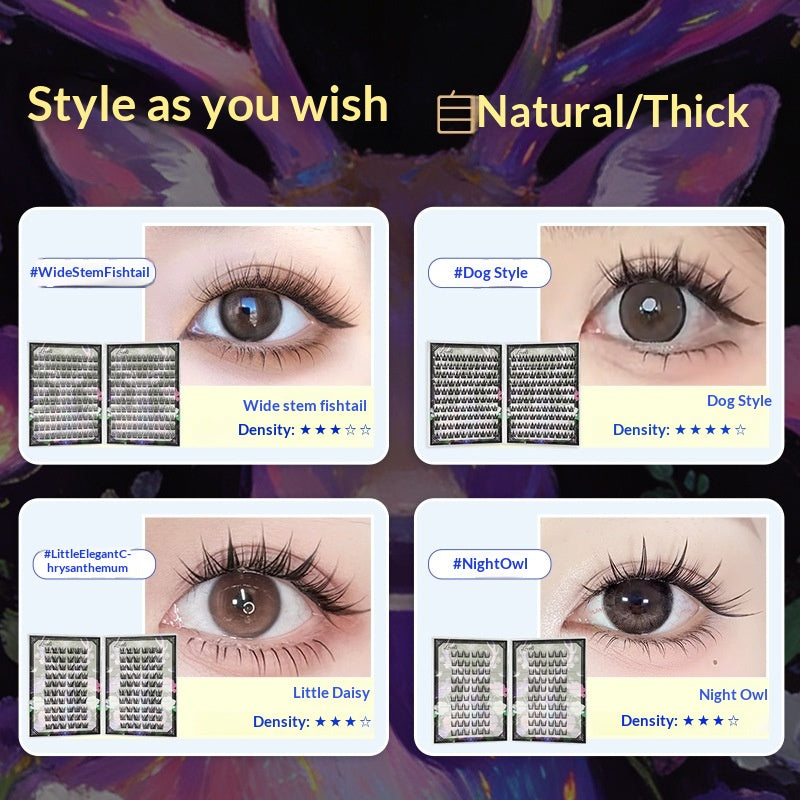 Self-Adhesive False Eyelashes 200 Clusters Black Tipped - Multiple Styles