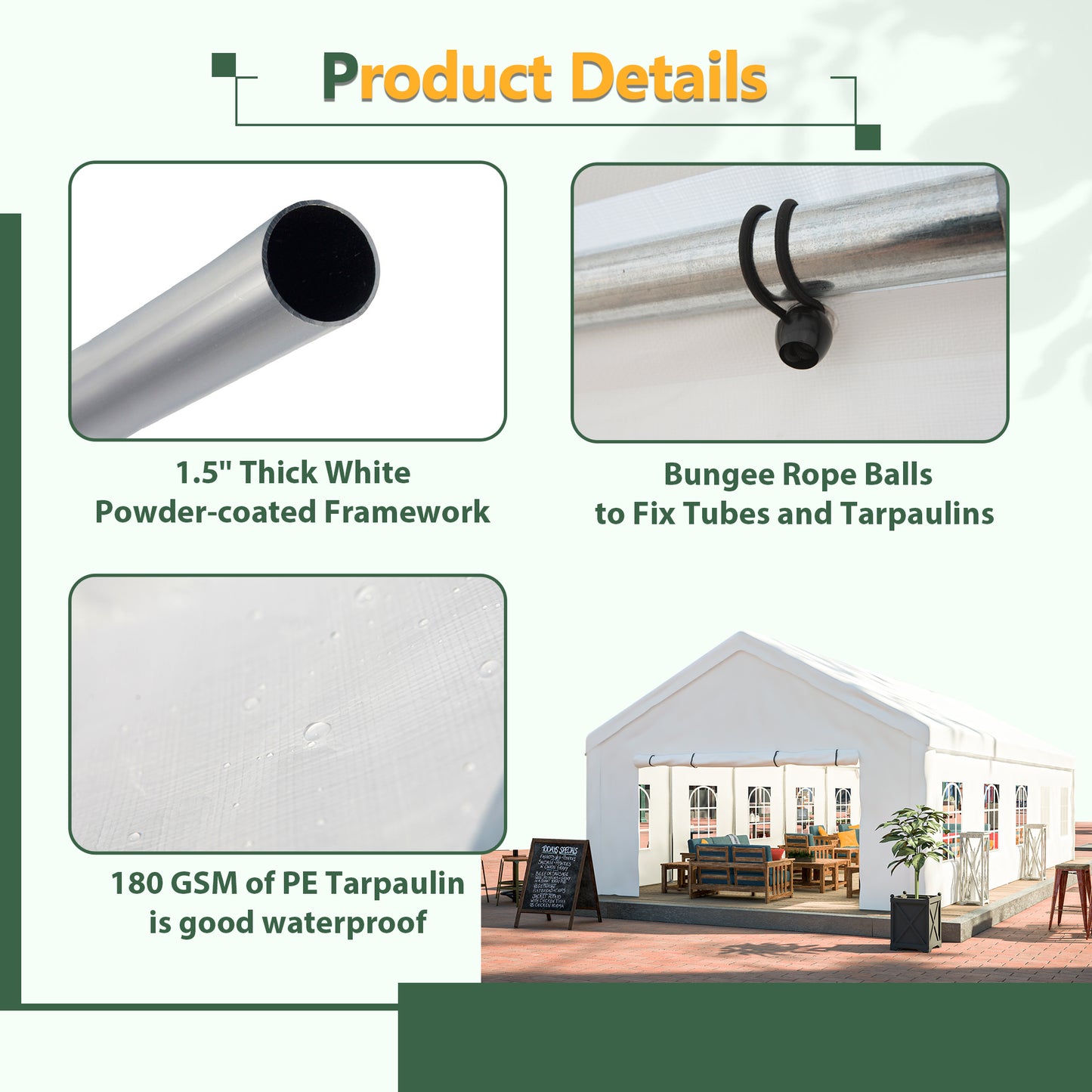16x32 FT Party Tent With 3 Storage Bags & Removable Sidewalls,