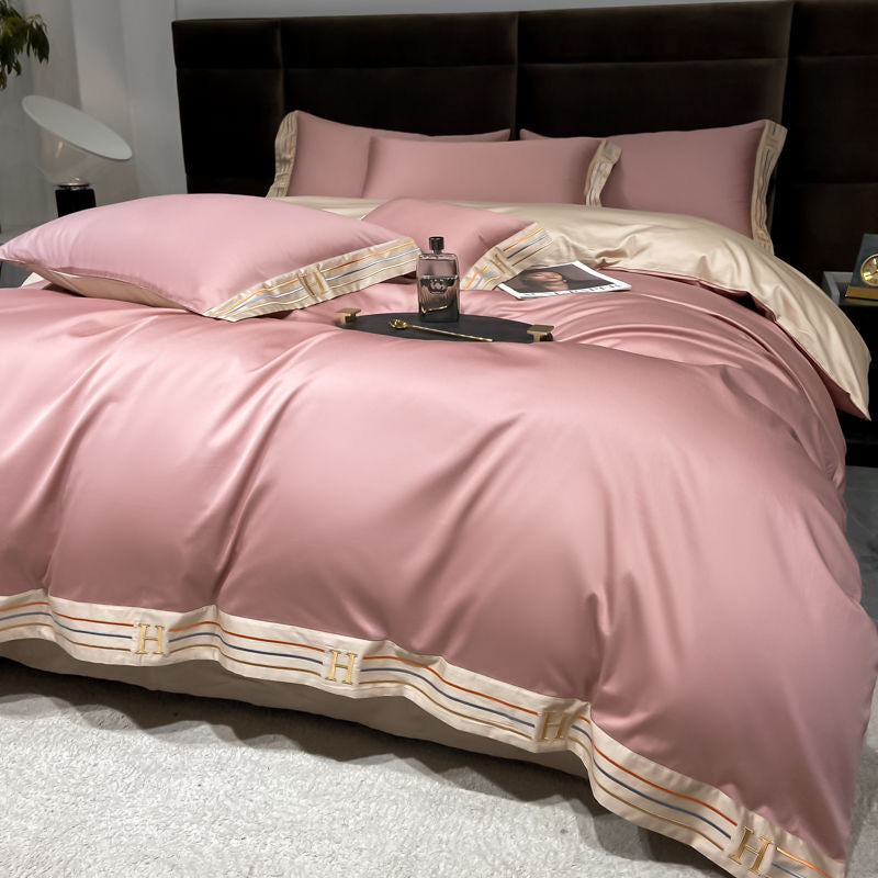 Long Velvet Cotton Bedding Set - Four-Piece Quilt Cover & Sheets
