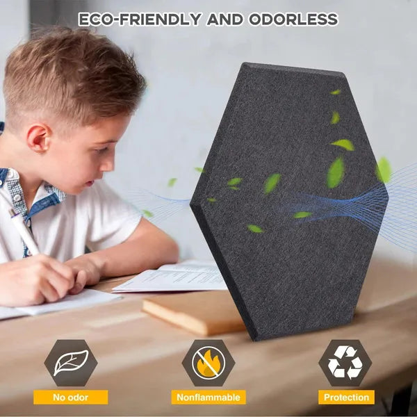 Hexagon Acoustic Wall Panels 12-Pack - Soundproof Foam Tiles for Studio & Office