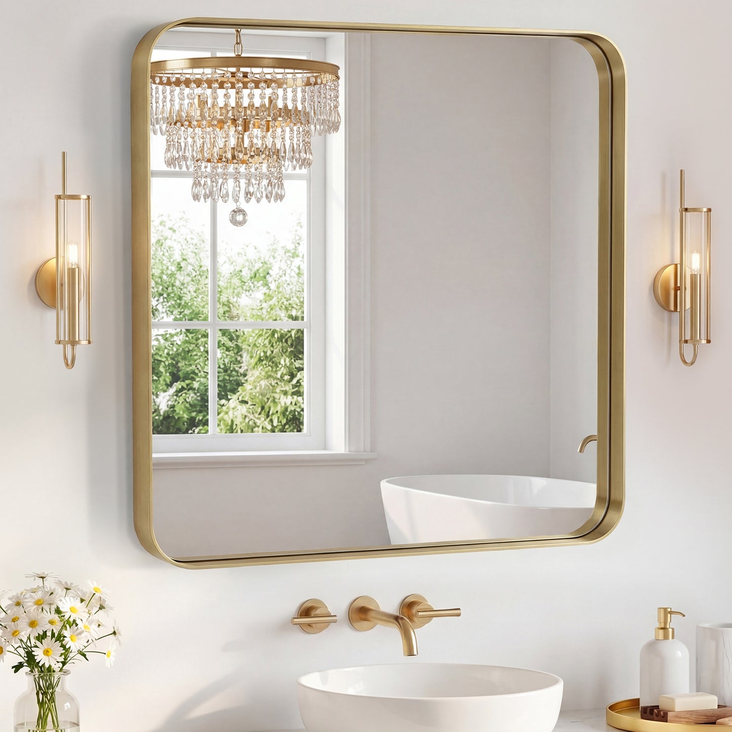 Rectangular Metal Frame Wall Mirror - Modern Decorative Home Decor