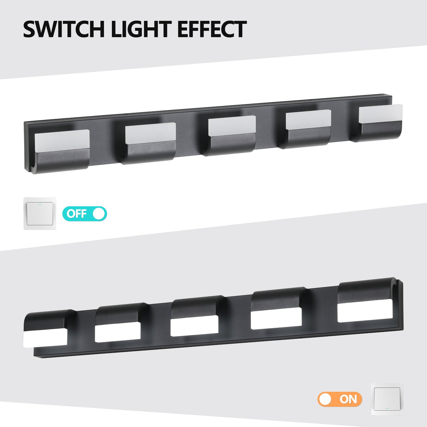 5-Light Modern Bathroom Vanity Lighting - LED Wall Fixture
