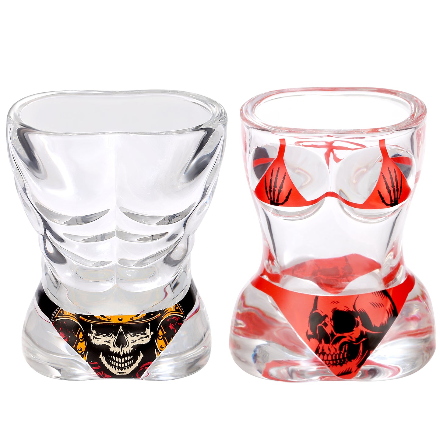 Black and Red Skull Style Wine Glasses - Set of 2