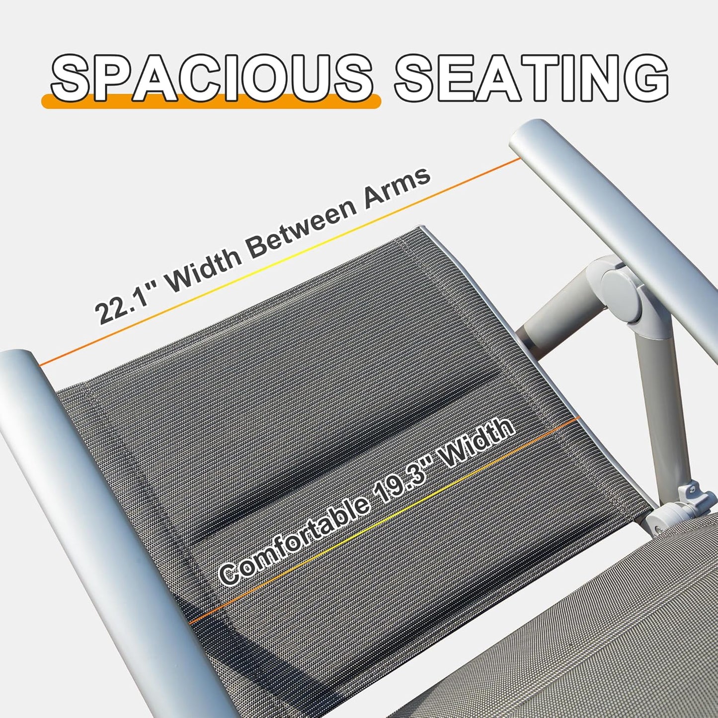 Patio Folding Chairs Set Of 2, Aluminium Frame Outdoor Reclining For