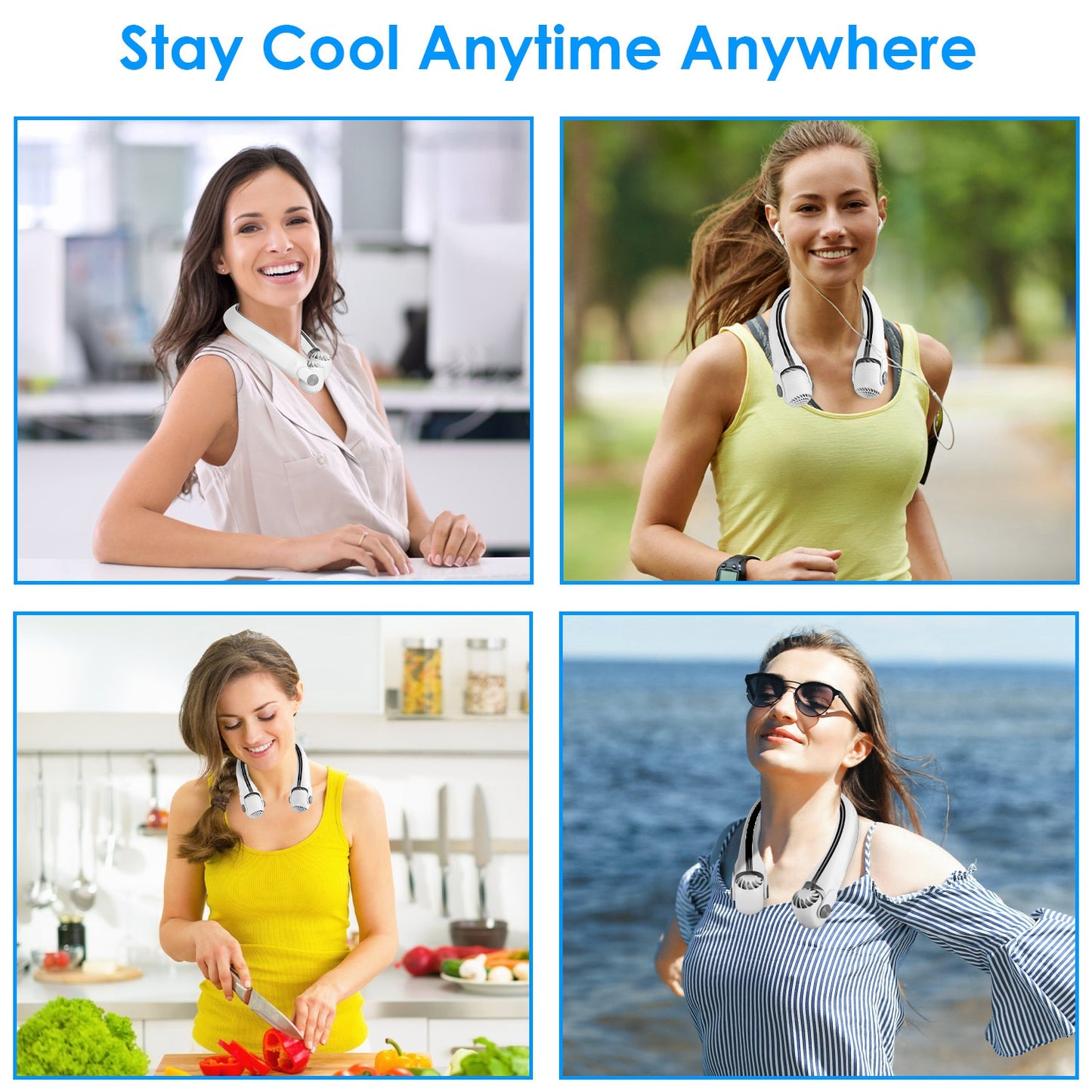 Portable Neck Hanging Fan - Hands-Free Cooling with 3 Speeds