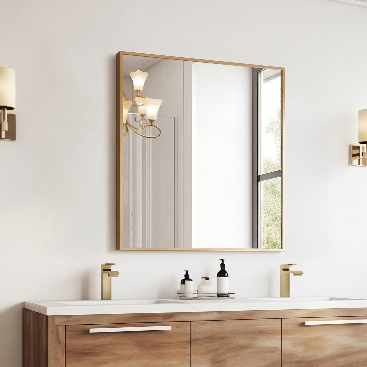 Above The Countertop, There Is A Rectangular Wall-mounted Bathroom