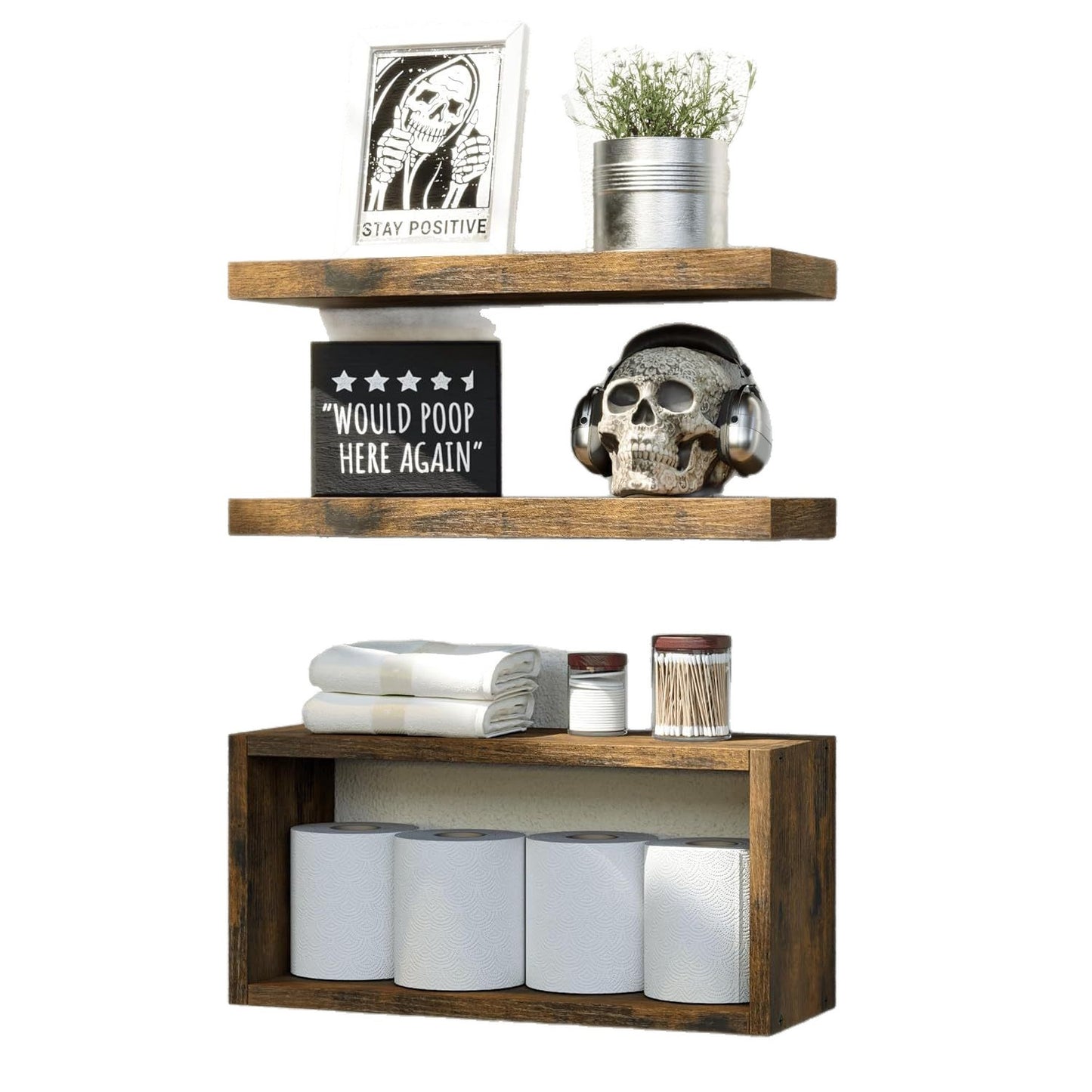 Multi-functional Wall-mounted Bathroom Shelf - Wooden, 3-Layer Storage Organizer
