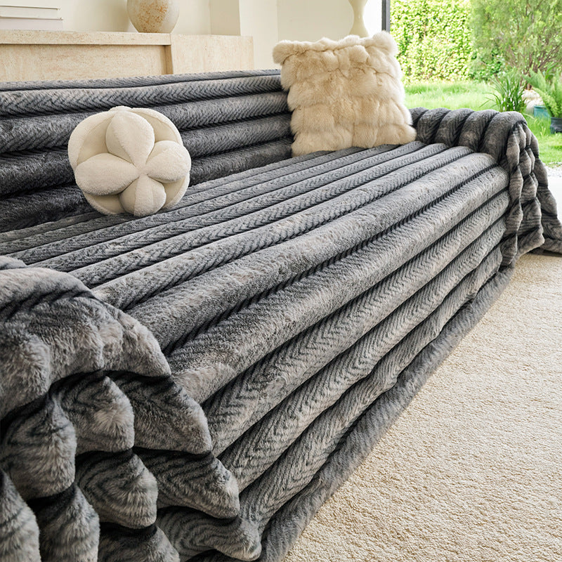 Non-Slip Thick Rabbit Fur Sofa Cover - Dustproof & Scratch-Resistant