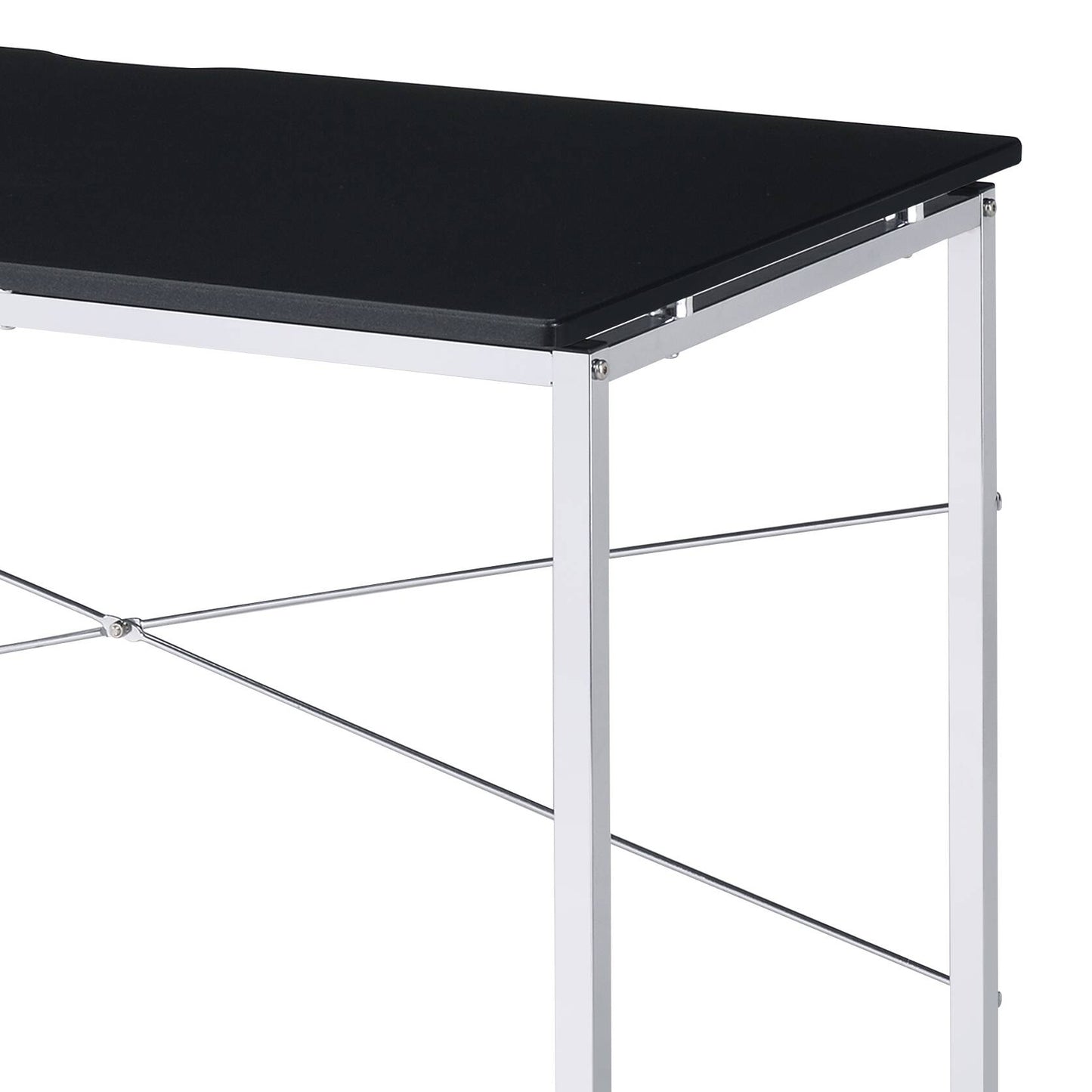 Black & Chrome Writing Desk - Modern Rectangular Design