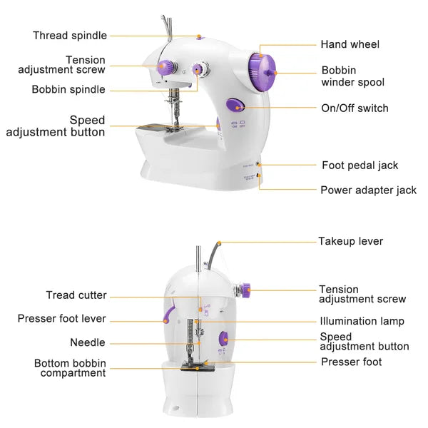 Portable Electric Sewing Machine with Foot Pedal & LED Light