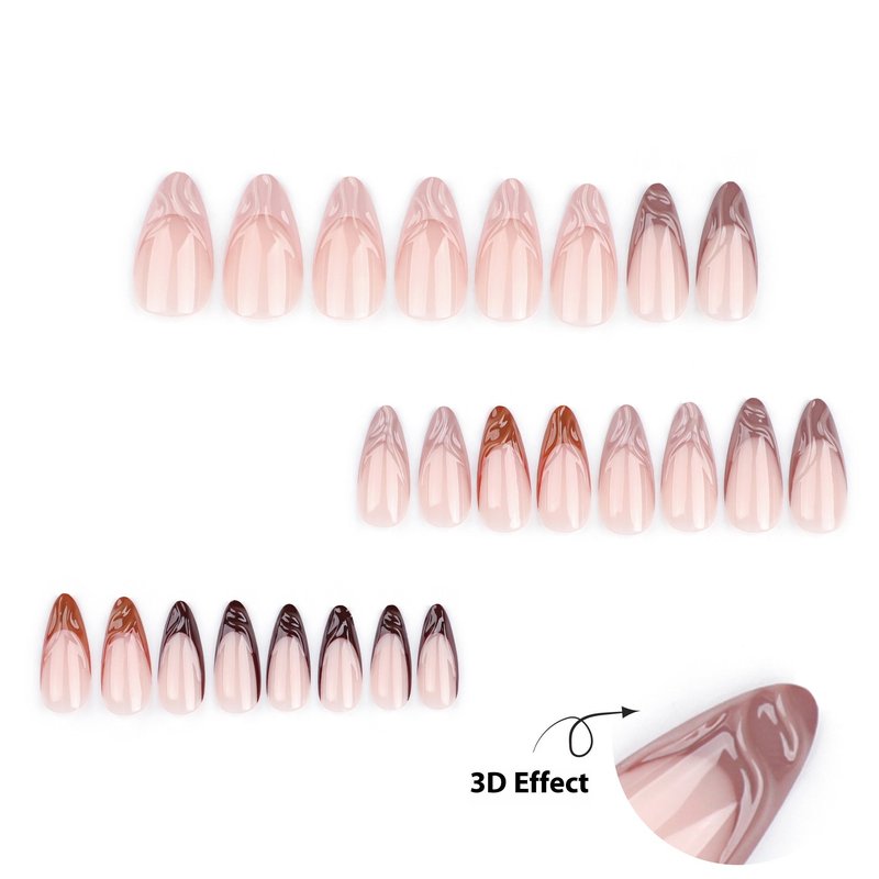 24-Piece Nail Art Set with Glue - French Almond