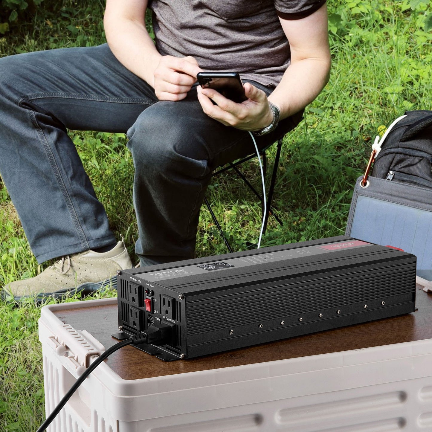 3000W Pure Sine Wave Power Inverter DC 12V to AC 120V with Dual Outlets and USB-C