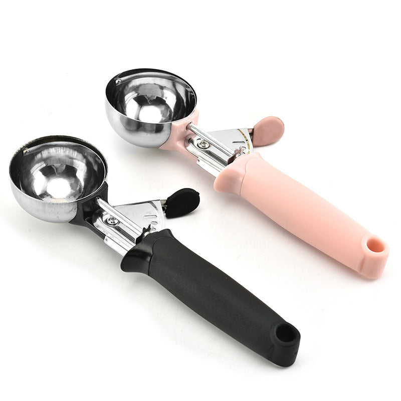 Stainless Steel Ice Cream Spoon Fruit Scoop Kitchen Utensil - Black Pink Variants