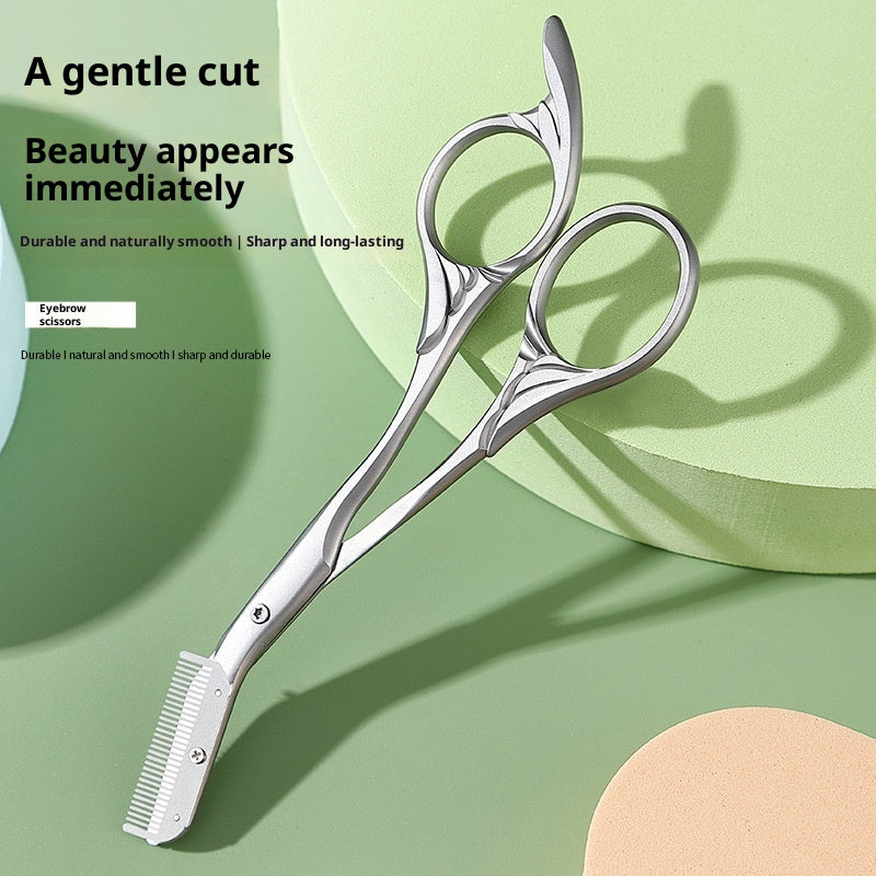 Stainless Steel Eyebrow Scissors with Comb - Precision Grooming Tool