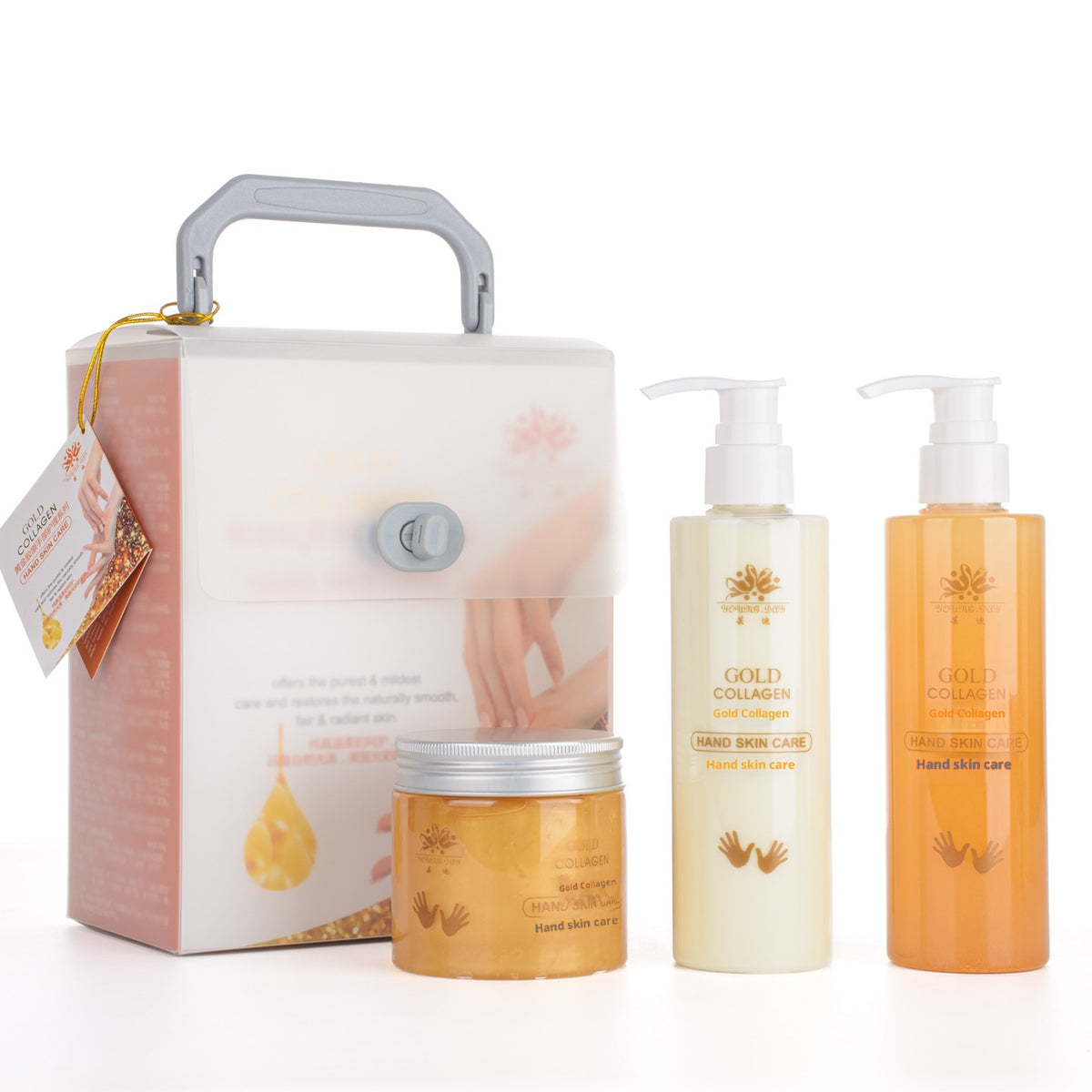 Gold Collagen Hand Care Set with Cleansing, Scrub, Mask & Cream - 1010g