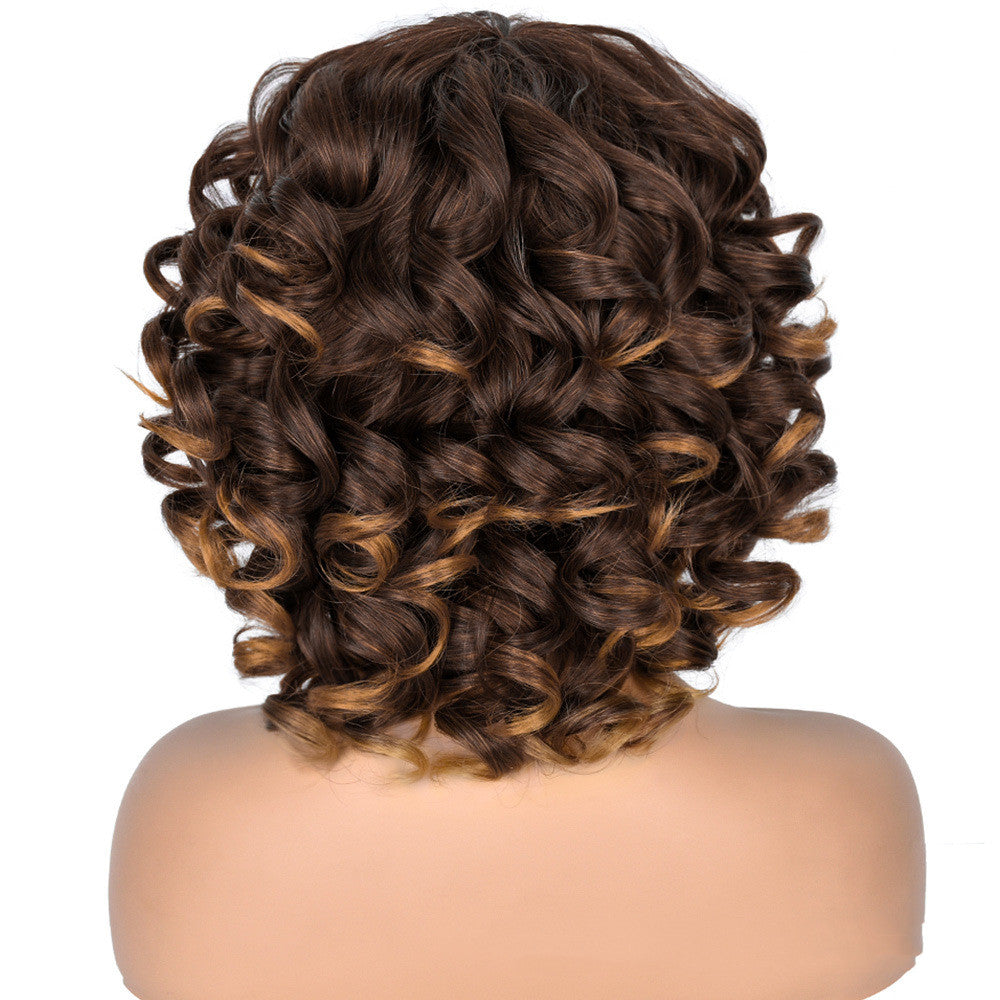 Women's Gradient Roman Volume Full Head Cover Wig - Synthetic, Curly Hair, 30cm Length