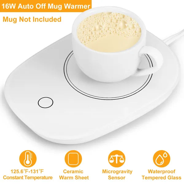 Electric Coffee Mug Warmer with Auto Shut Off - White