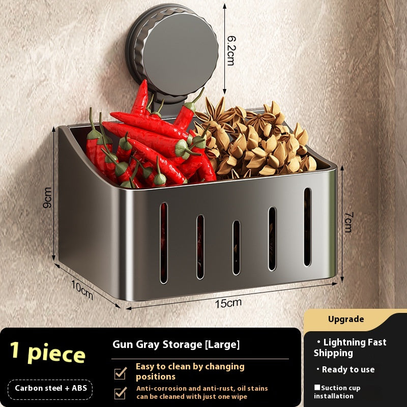 Wall-Mounted Onion, Ginger & Garlic Storage Rack with Suction Cups – Multi-Size & Color Options
