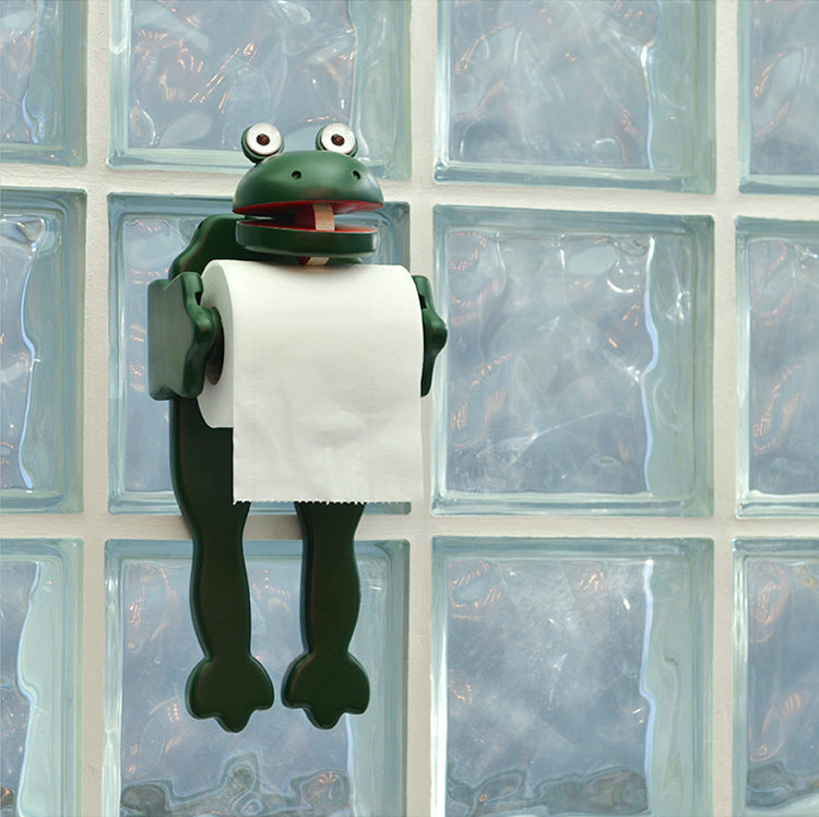 Frog Tissue Paper Holder - Solid Wood Bathroom Toilet Paper Dispenser