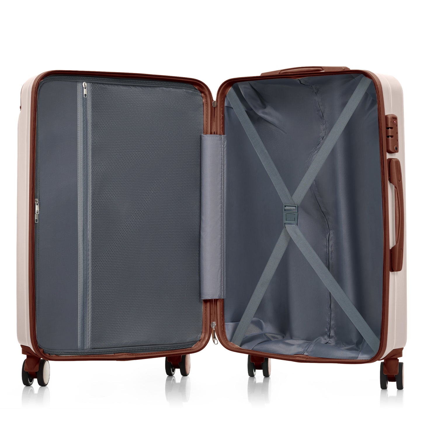 Premium ABS Travel Luggage Set - 3-Piece Suitcase with TSA Lock, Spinner Wheels, Ivory