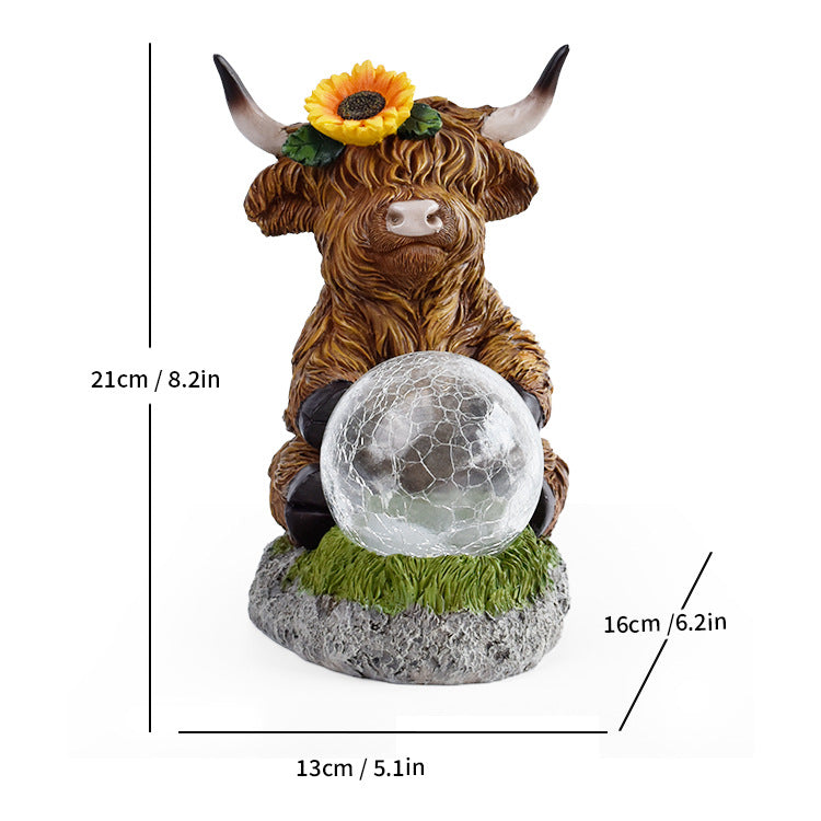 Highland Cattle Solar Garden Lamp Outdoor Decorative Light Yard Ornament