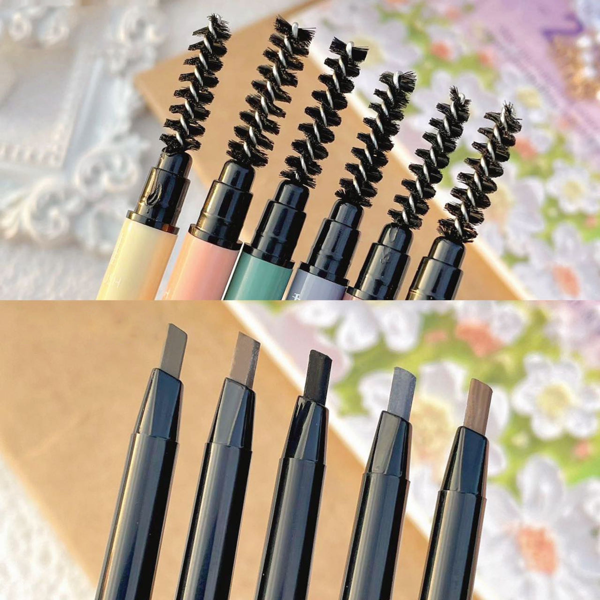 Double-Headed Eyeliner and Eyebrow Pencil Set - Rotatable, Multi-Color