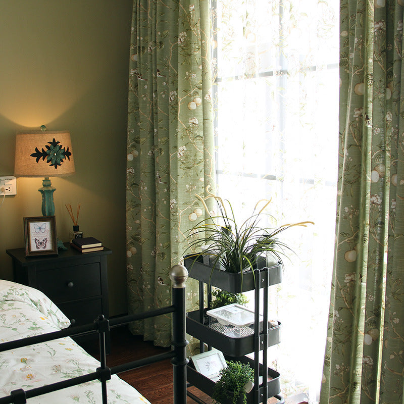 Rustic Country Style Window Curtains - Light-Blocking Cotton Linen Drapes